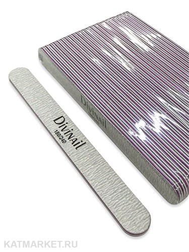 Divinail Пилка серая 180/240 (розовая основа) прямая, блок 25шт 60619212