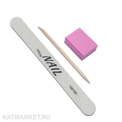 Набор Пилка SpecialNail тонкая деревянная 100/180, Апельсиновая палочка, Мини-баф 60618271