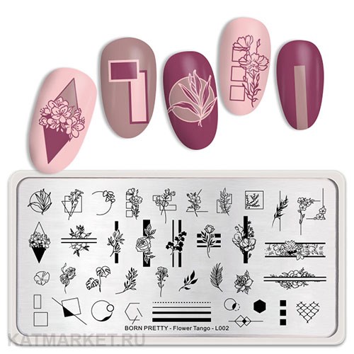 BornPretty Пластина для стемпинга Flower Tango L002 60501062