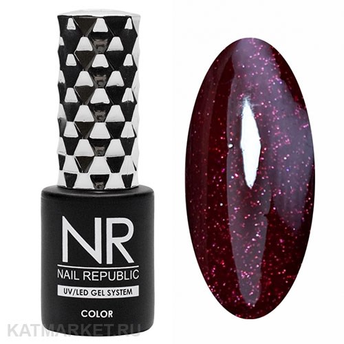 NR 10мл Гель-лак 435 Мерцающий бордовый турмалин 11708435