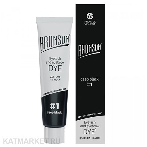 Bronsun Краска для ресниц и бровей, цвет черный #1 15мл 83602110