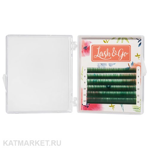 Lash&Go Цветные ресницы микс 0,07/D/8-13 mm Зеленый (6 линий) 81211011