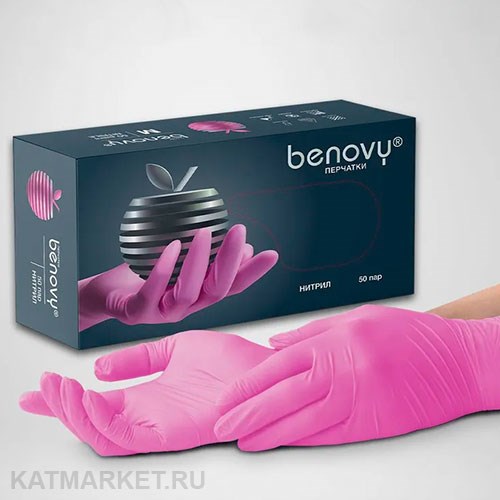 Benovy фуксия M 100шт Перчатки нитриловые 60417283