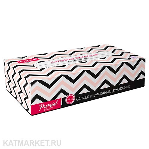 Premial Салфетки 100шт бумажные 2-х слойные в коробке с отверстием 60420201