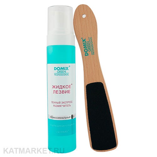 Domix Набор для удаления натоптышей и огрубевшей кожи стоп, жидкое лезвие 260мл + тёрка абразивная педикюрная (403848) 32001071