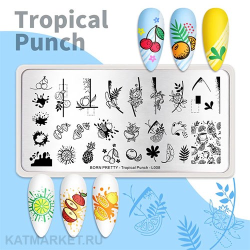 BornPretty Пластина для стемпинга Tropical Punch L008 60501168