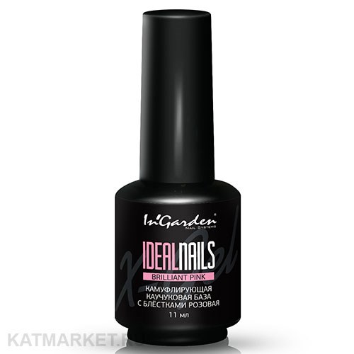 Ingarden 11мл Brilliant Pink розовая с шиммером Камуфлирующая каучуковая база Идеальные ногти 10500041