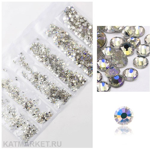 Стразы разных размеров пакет 1600шт, Ультрафиолет 61304051