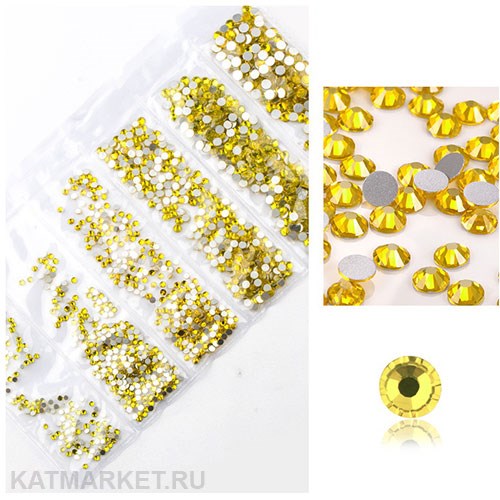 Стразы разных размеров в баночке, Желтые 61304222