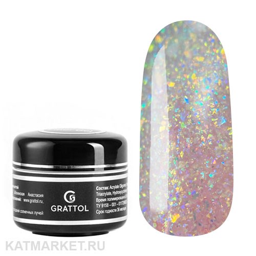 Grattol 15мл Гель для моделирования с шиммером Farfor 14 10630014