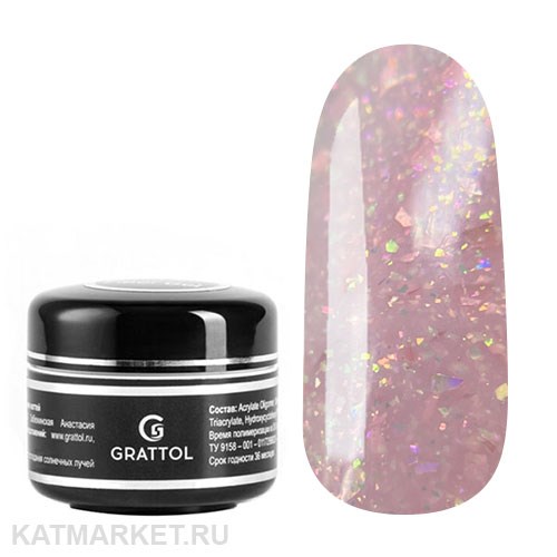 Grattol 15мл Гель для моделирования с шиммером Farfor 15 10630015
