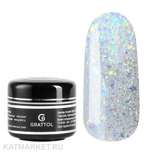 Grattol 15мл Гель для моделирования с шиммером Murano 04 10630204