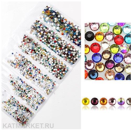 Стразы разных размеров пакет 1600шт, Мульти 61304021