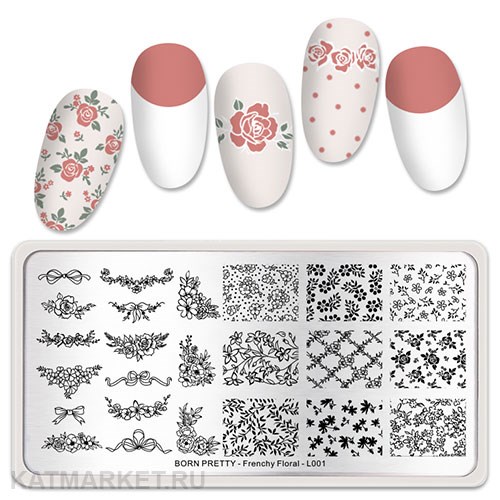 BornPretty Пластина для стемпинга Frenchy Floral L001 60501041