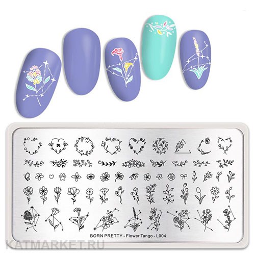 BornPretty Пластина для стемпинга Flower Tango L004 60501064