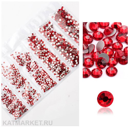 Стразы разных размеров в баночке, Красные 61304122