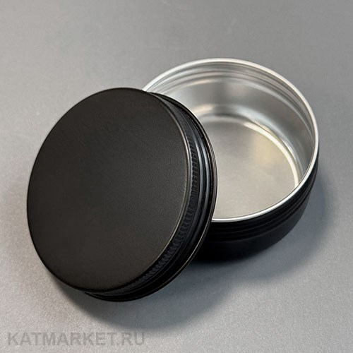 Алюминиевая баночка черного матового цвета диаметр 57мм, высота 27мм 60817401