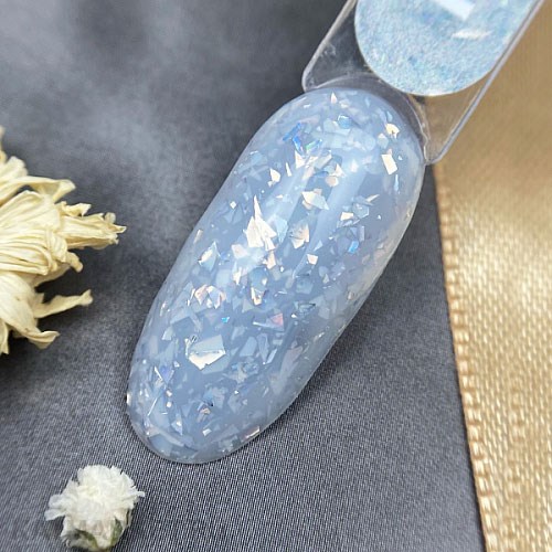 PatrisaNail 16мл Potal Mist каучуковая молочно-серая база с серебряной поталью 10986106