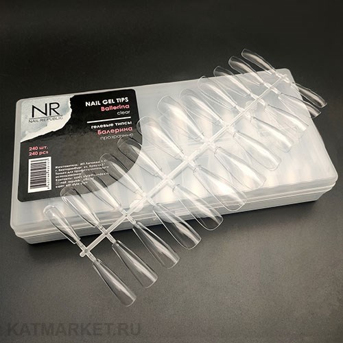 NR Гелевые типсы Ballerina (прозрачные, Балерина) 240шт 11737002