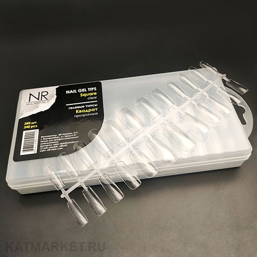 NR Гелевые типсы Square (прозрачные, Квадрат) 240шт 11737003
