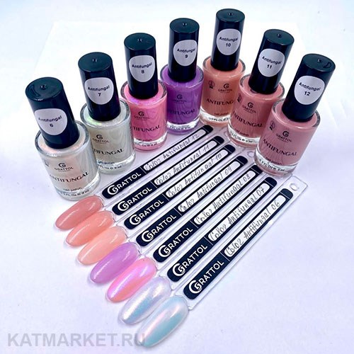 Grattol 9мл Серия Antifungal Лак для ногтей без лампы 08 10634108