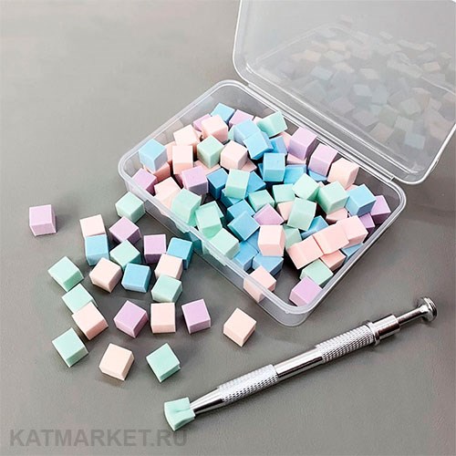 Губки для градиента 100шт в контейнере с держателем, цветные 60815061