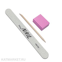 Набор Пилка SpecialNail тонкая деревянная 100/180, Апельсиновая палочка, Мини-баф 60618271
