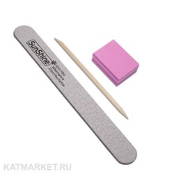 Набор Пилка Sunshine тонкая деревянная 100/180, Апельсиновая палочка, Мини-баф 60618211