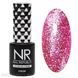 NR 10мл Гель-лак 380 жидкий кристалл, Ярко-розовый 11708380