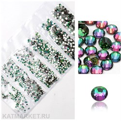 Стразы разных размеров в баночке, Зеленый Хамелеон 61304242
