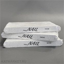 SpecialNail Пилка тонкая деревянная серая 180/240 прямая, блок 50шт (1шт-7р) 60621012