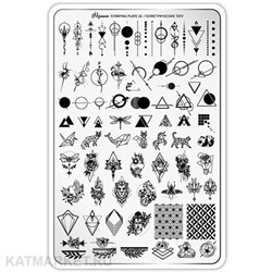 {{photo.Alt || photo.Description || 'Малина Пластина для стемпинга 16 "Геометрические тату" (без демо-листа)'}}