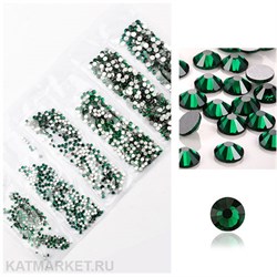 Стразы разных размеров в баночке, Изумруд 61304162