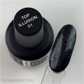 Divinail 15мл Топ Illusion без липкого слоя 01 Silver 12303151